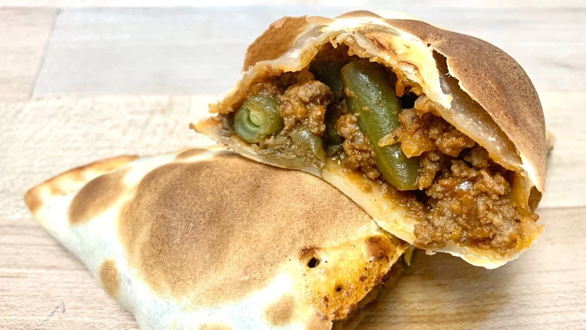 Argentinian beef empanada cut open